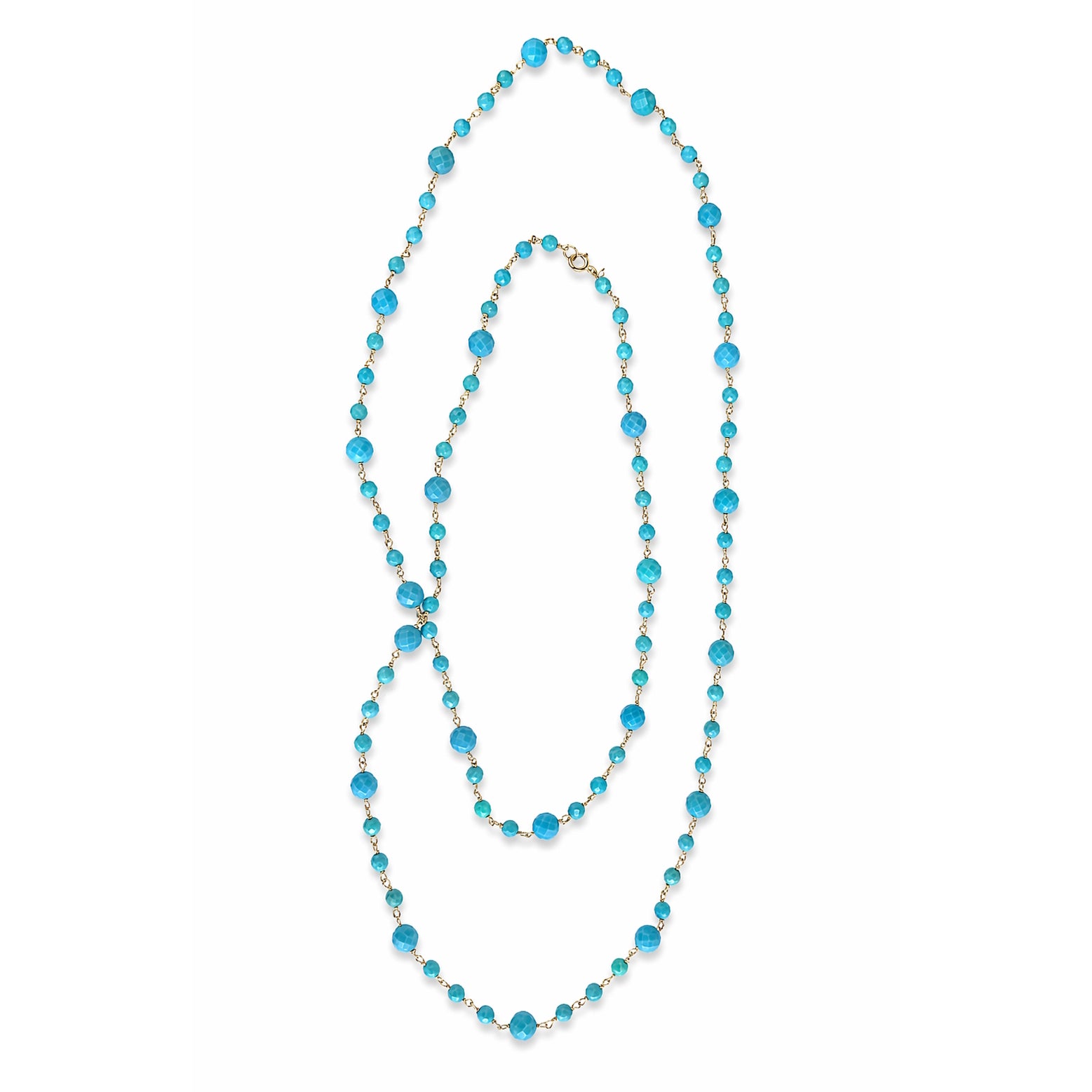 14k Turquoise Station Link Necklace