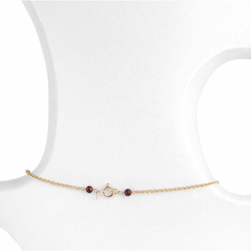 14k Garnet Coin Station Link Necklace