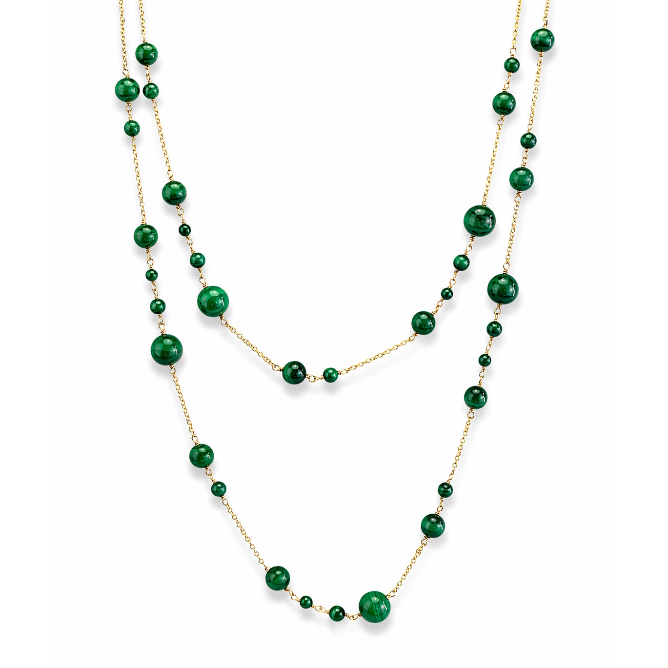 14k Malachite Station Link Necklace