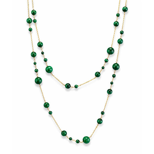 14k Malachite Station Link Necklace