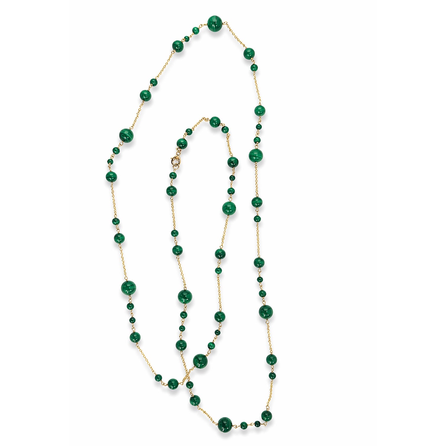 14k Malachite Station Link Necklace