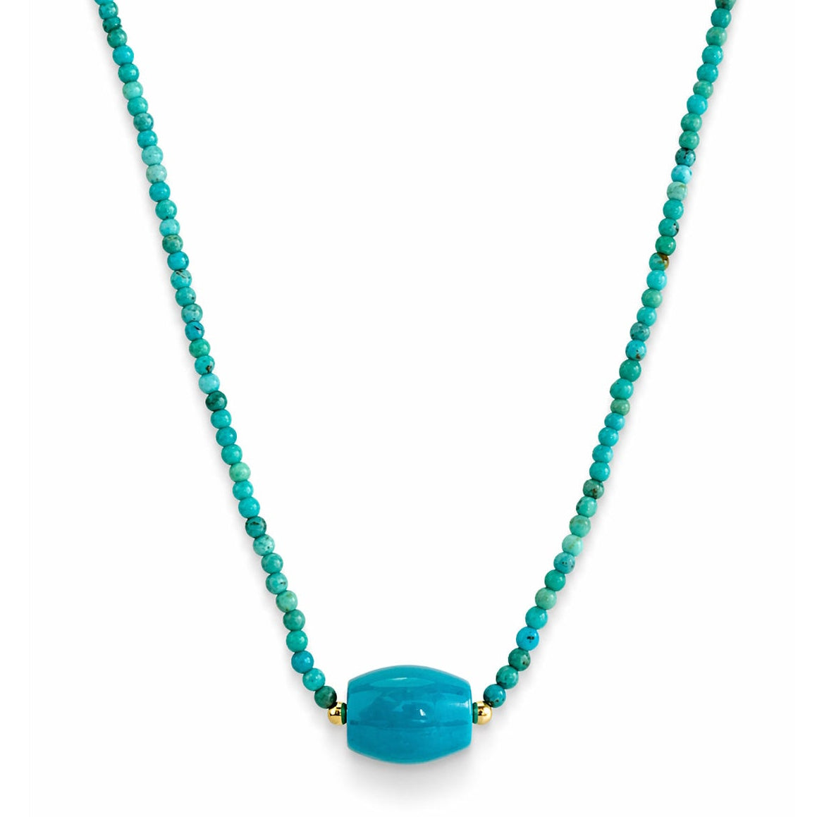 14k Turquoise with Barrel Shape Center Necklace