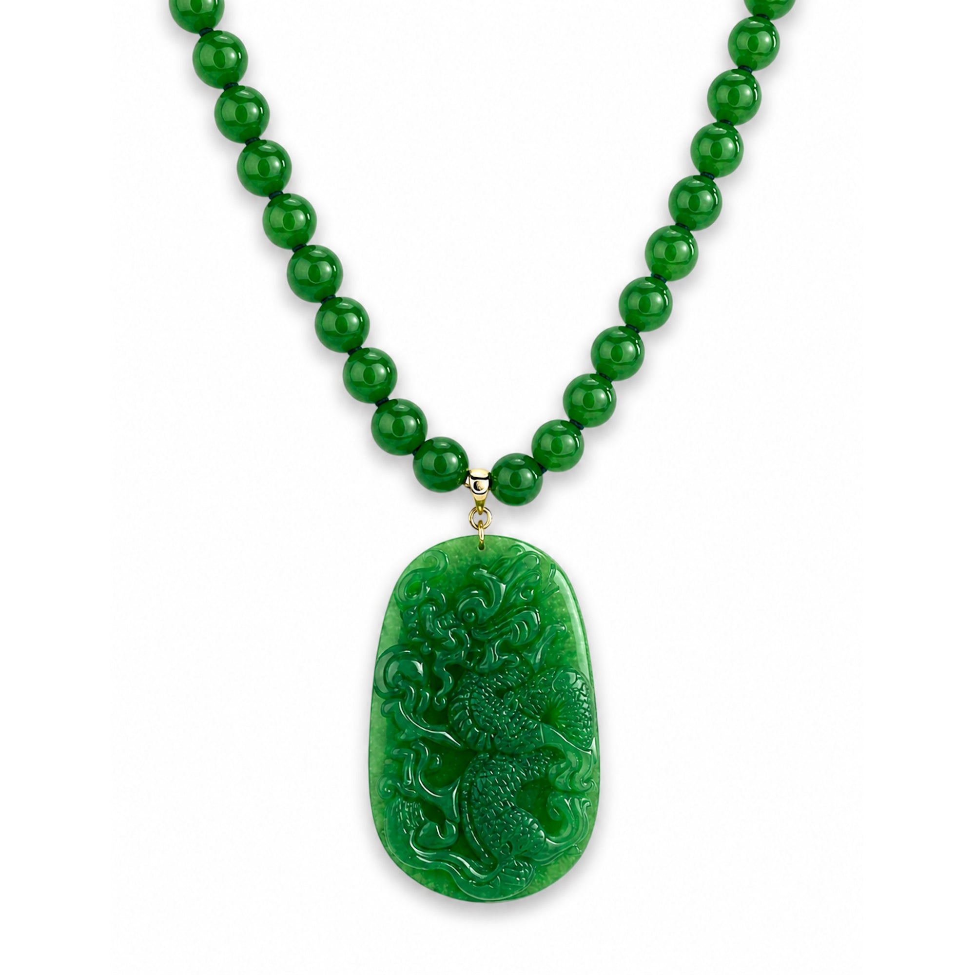 14k Green Jade Knotted with Pendant Necklace