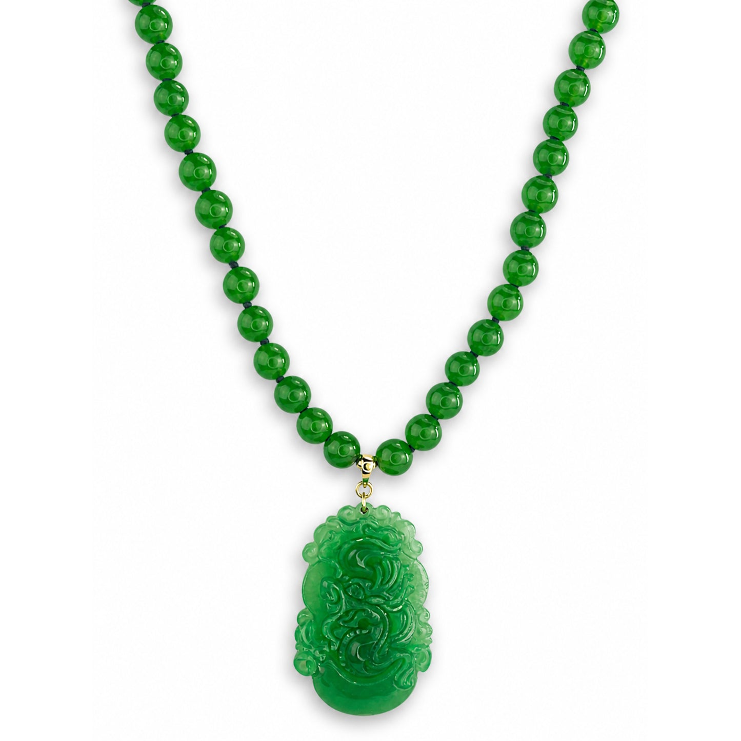 14k Green Jade Knotted with Pendant Necklace