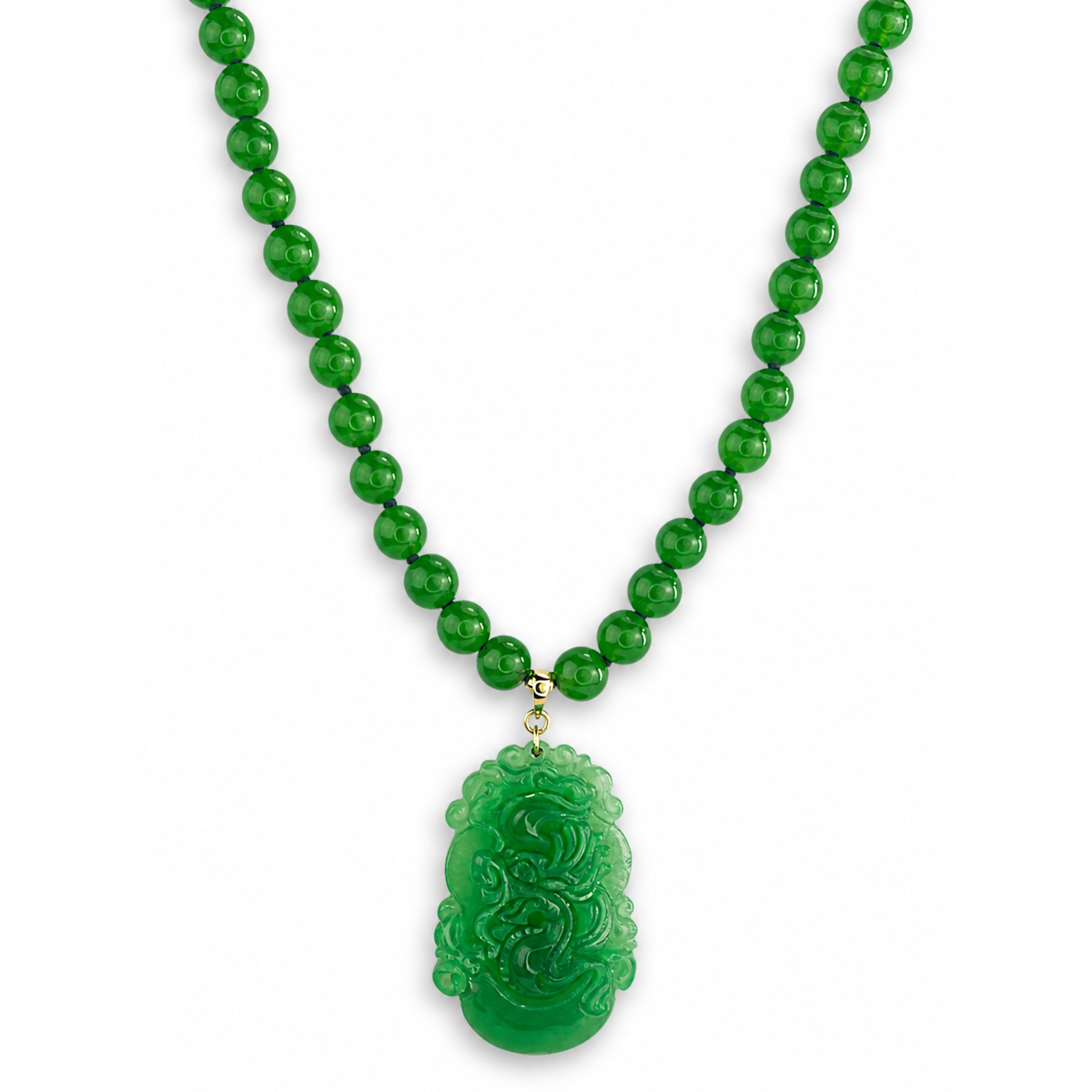 14k Green Jade Knotted with Pendant Necklace