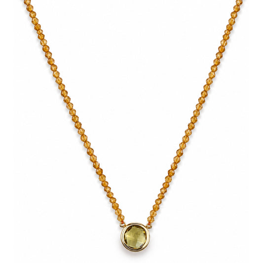 14k Citrine with Round Bezel Set Center Necklace