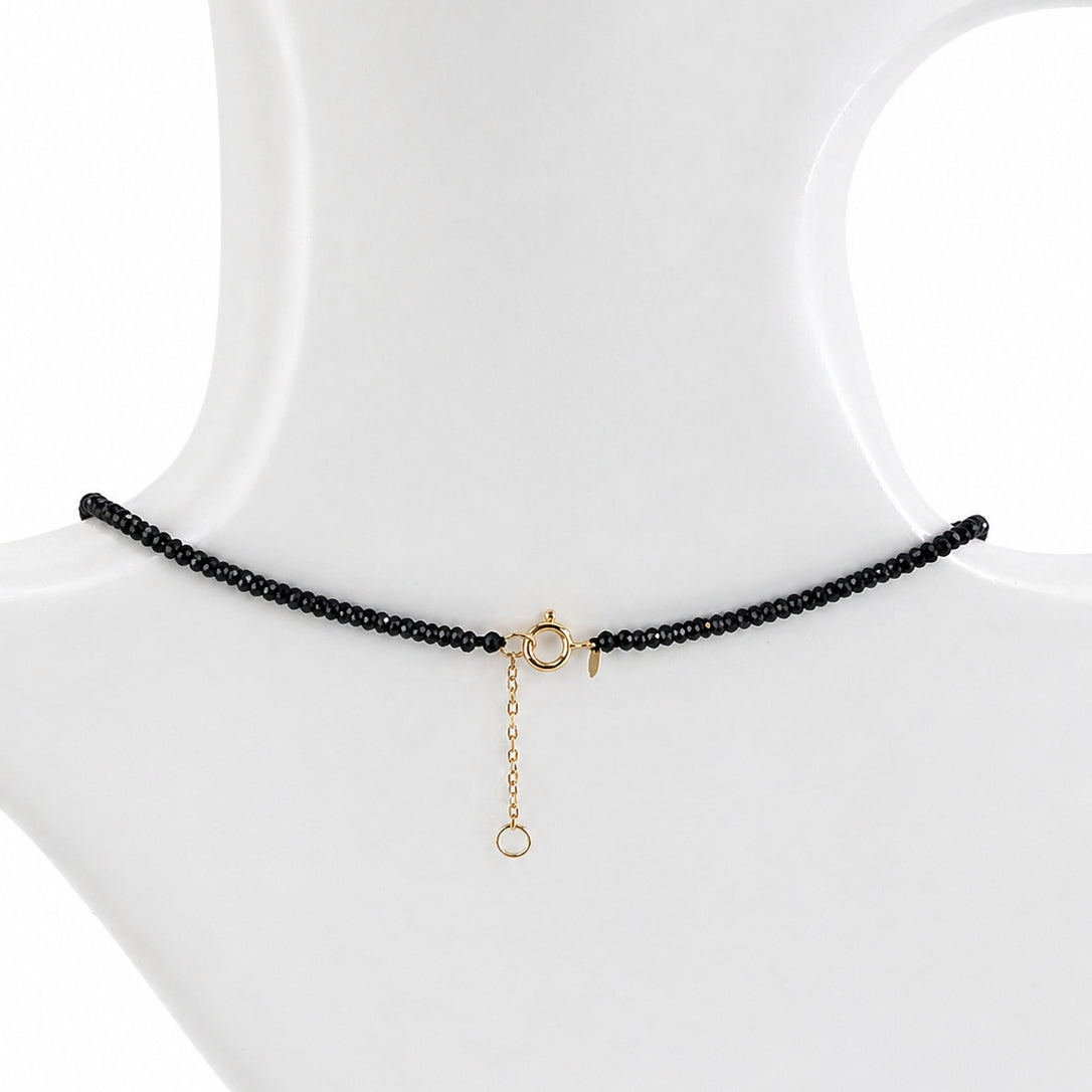 14k Black Spinel with Gold Ball Center Necklace