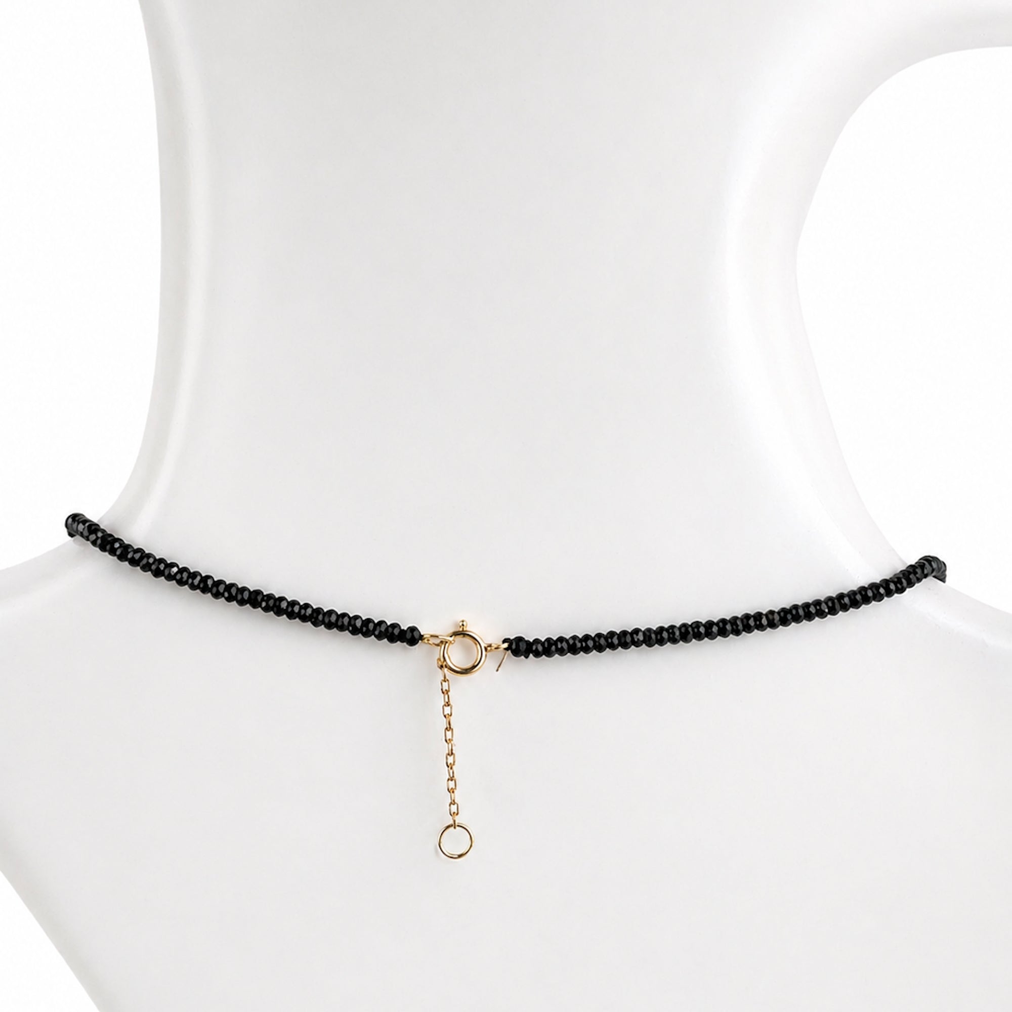 14k Black Spinel with Black Onyx Hexagon Center Necklace