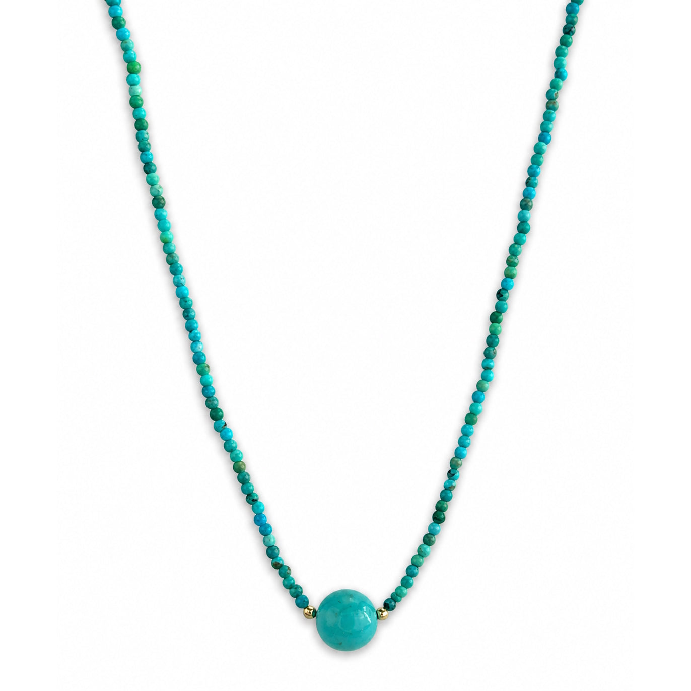 14k Turquoise with Ball Center Necklace