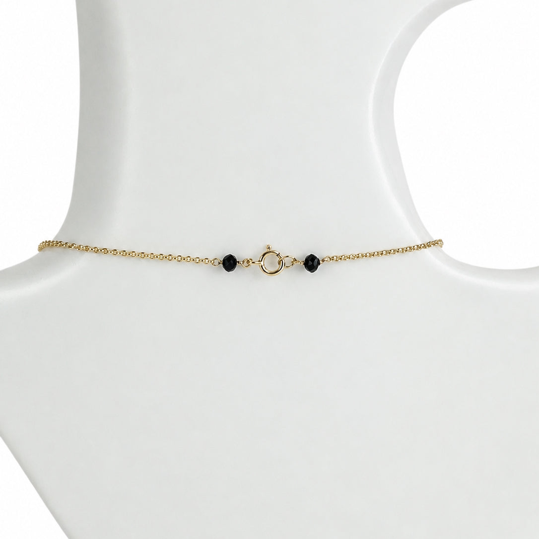14k Black Onyx Gold Coin Station Necklace