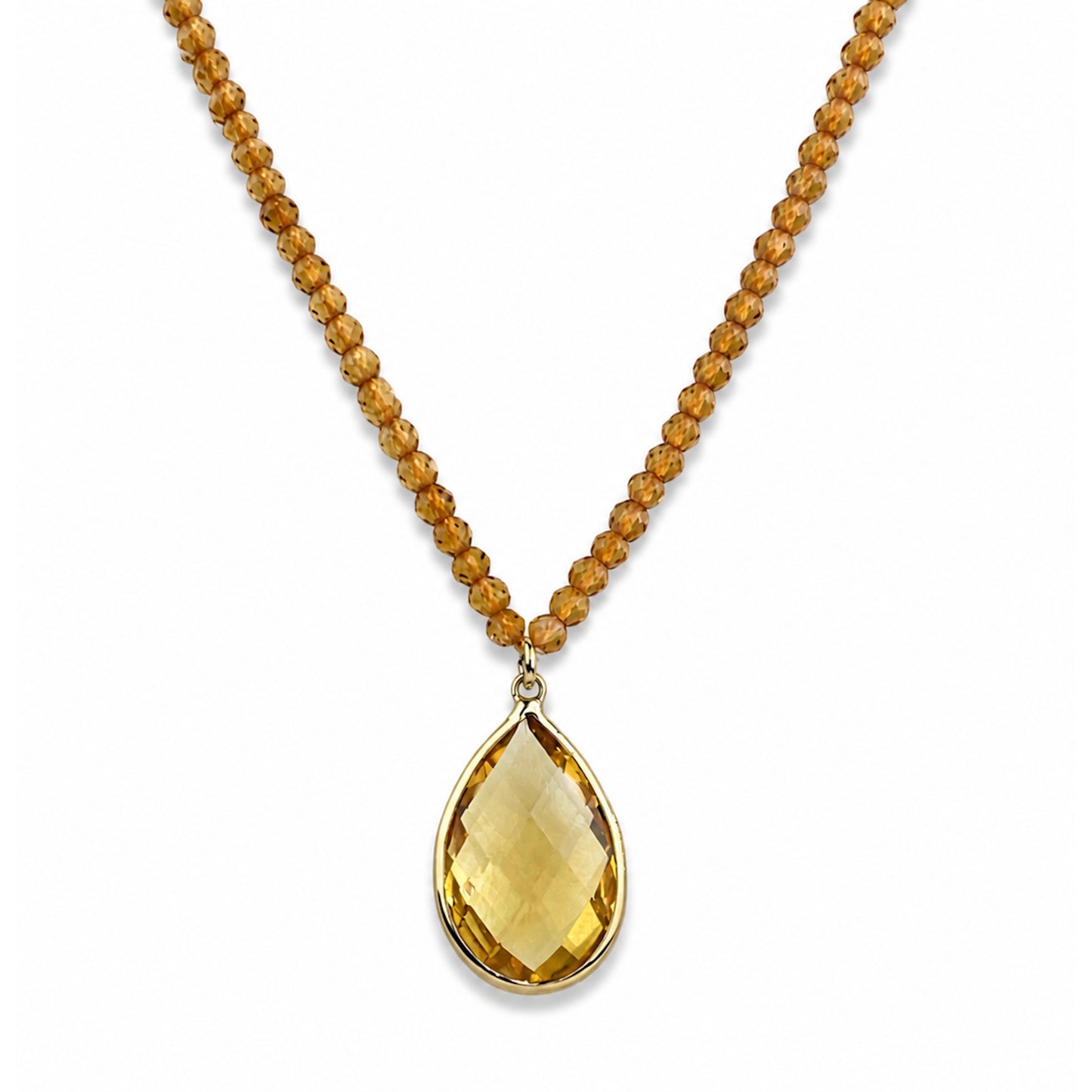 14k Citrine with Pear Shape Pendant Necklace