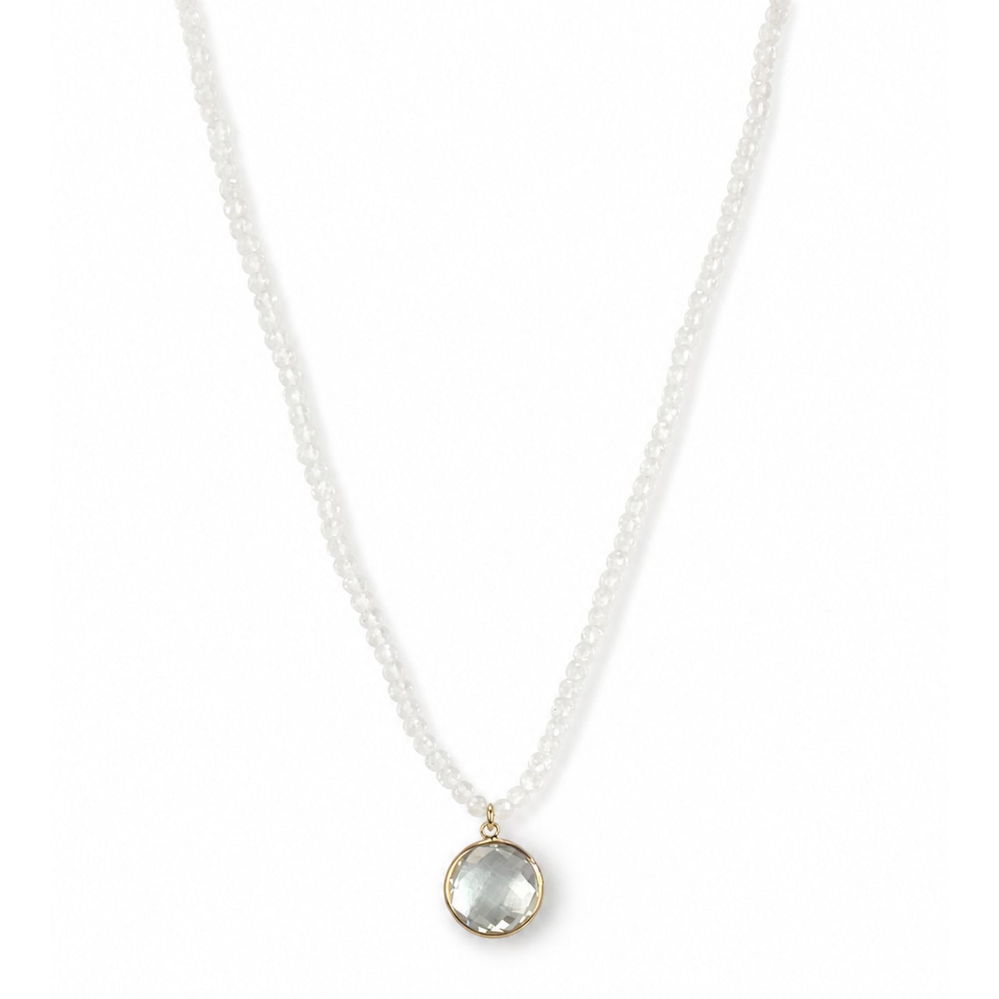 14k Gemstones Small Beads with Mix Pendant Necklace