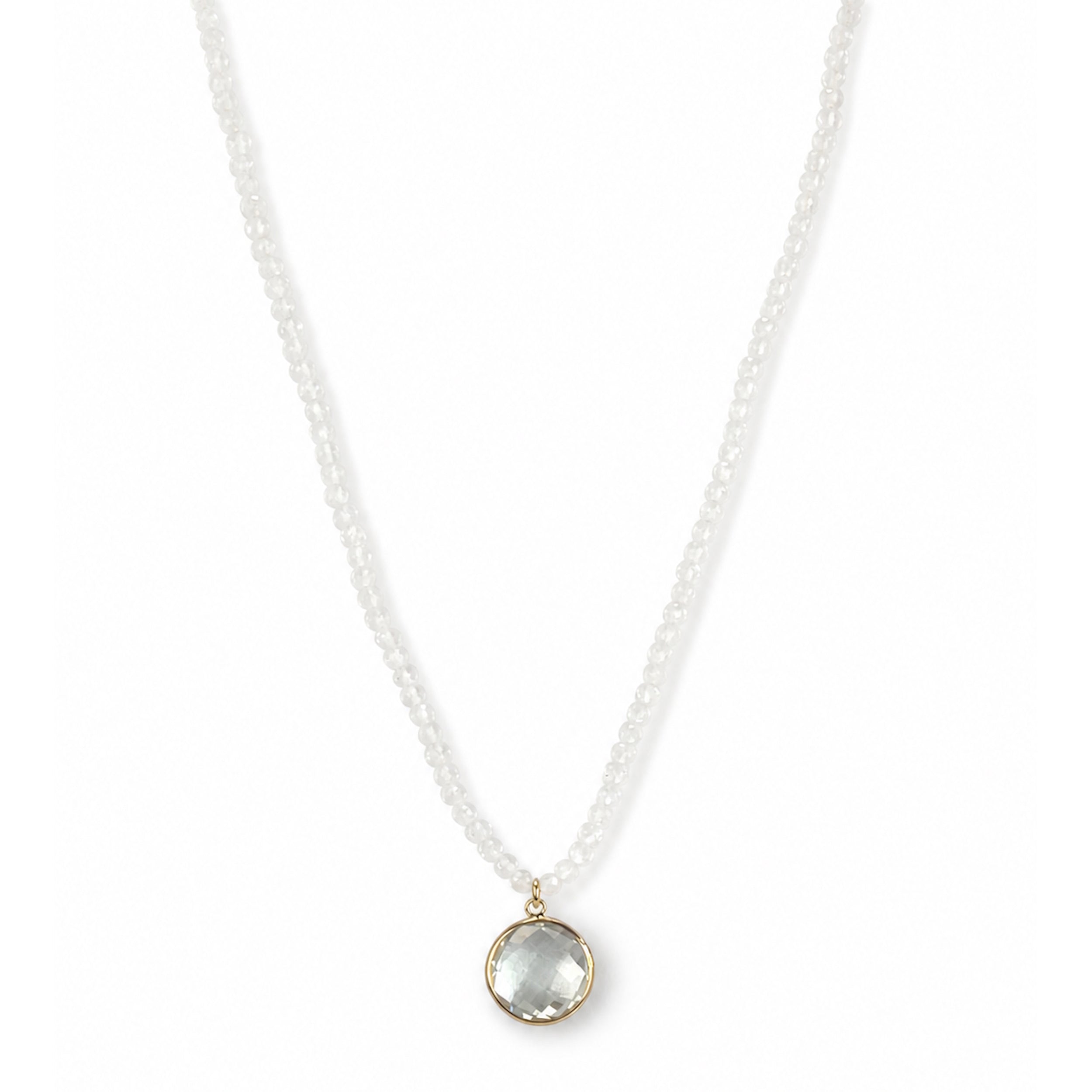 14k Gemstones Small Beads with Mix Pendant Necklace