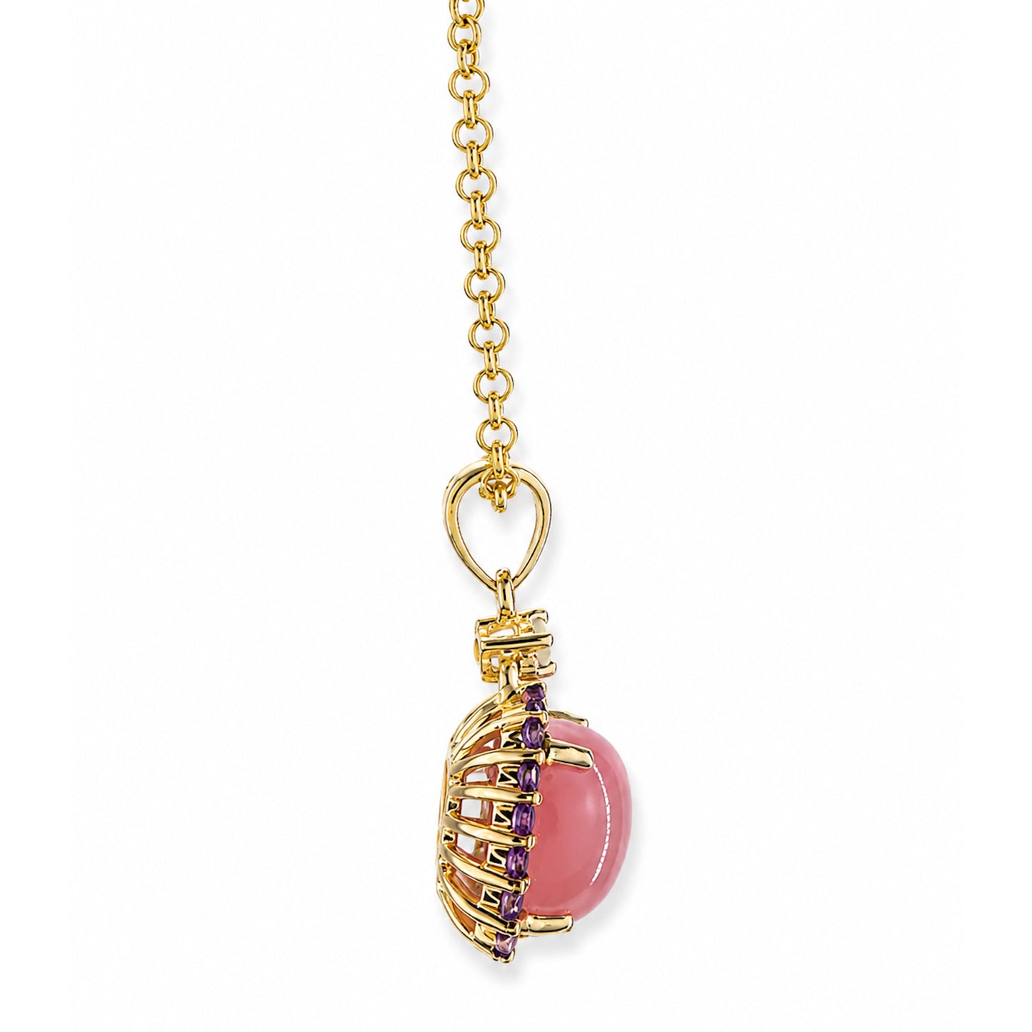 14k Guava Quartz & Amethyst Cushion Pendant Necklace