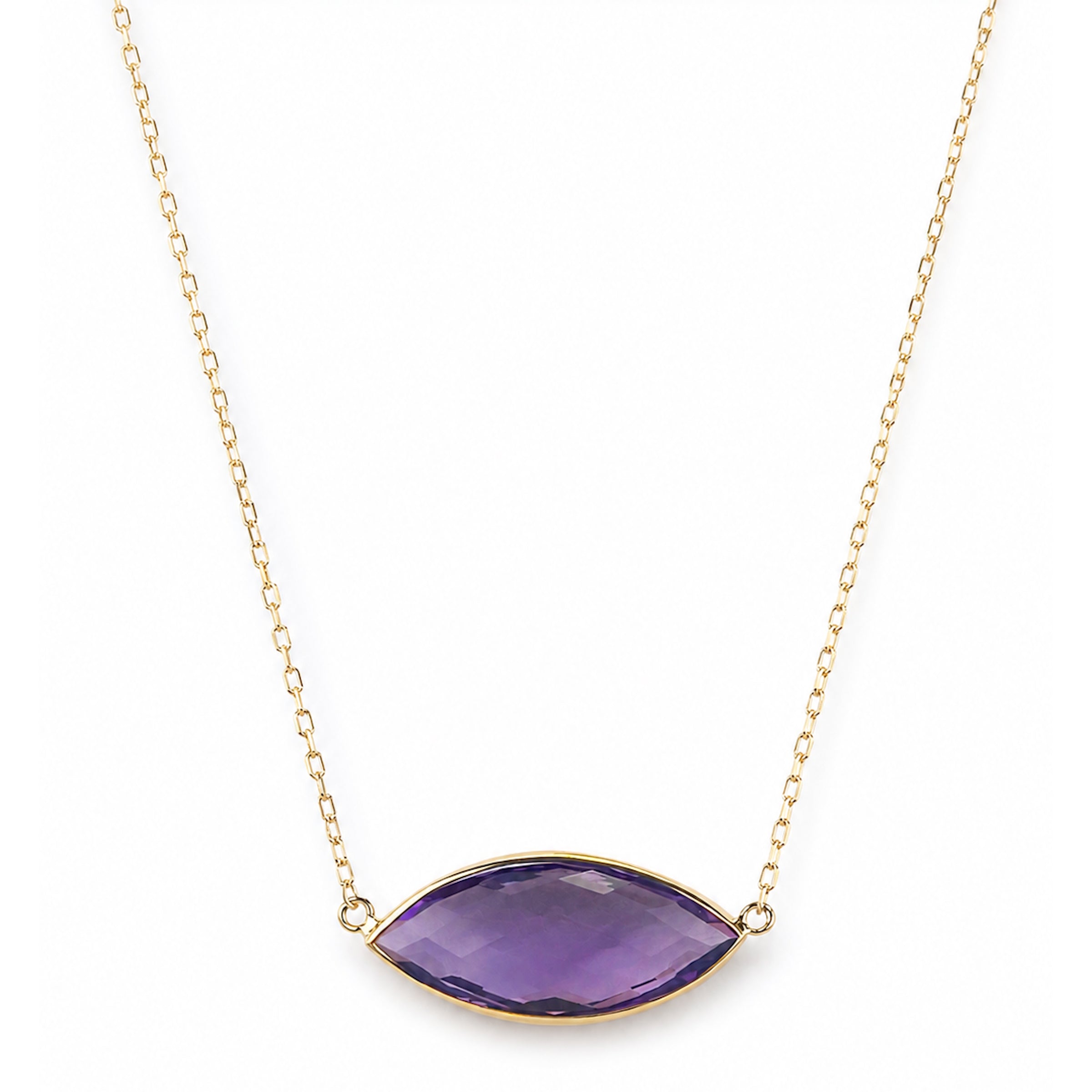14k Amethyst Marquise Center Necklace