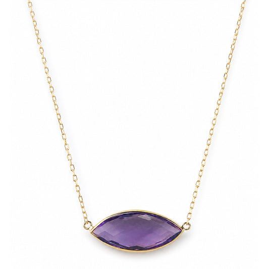 14k Amethyst Marquise Center Necklace