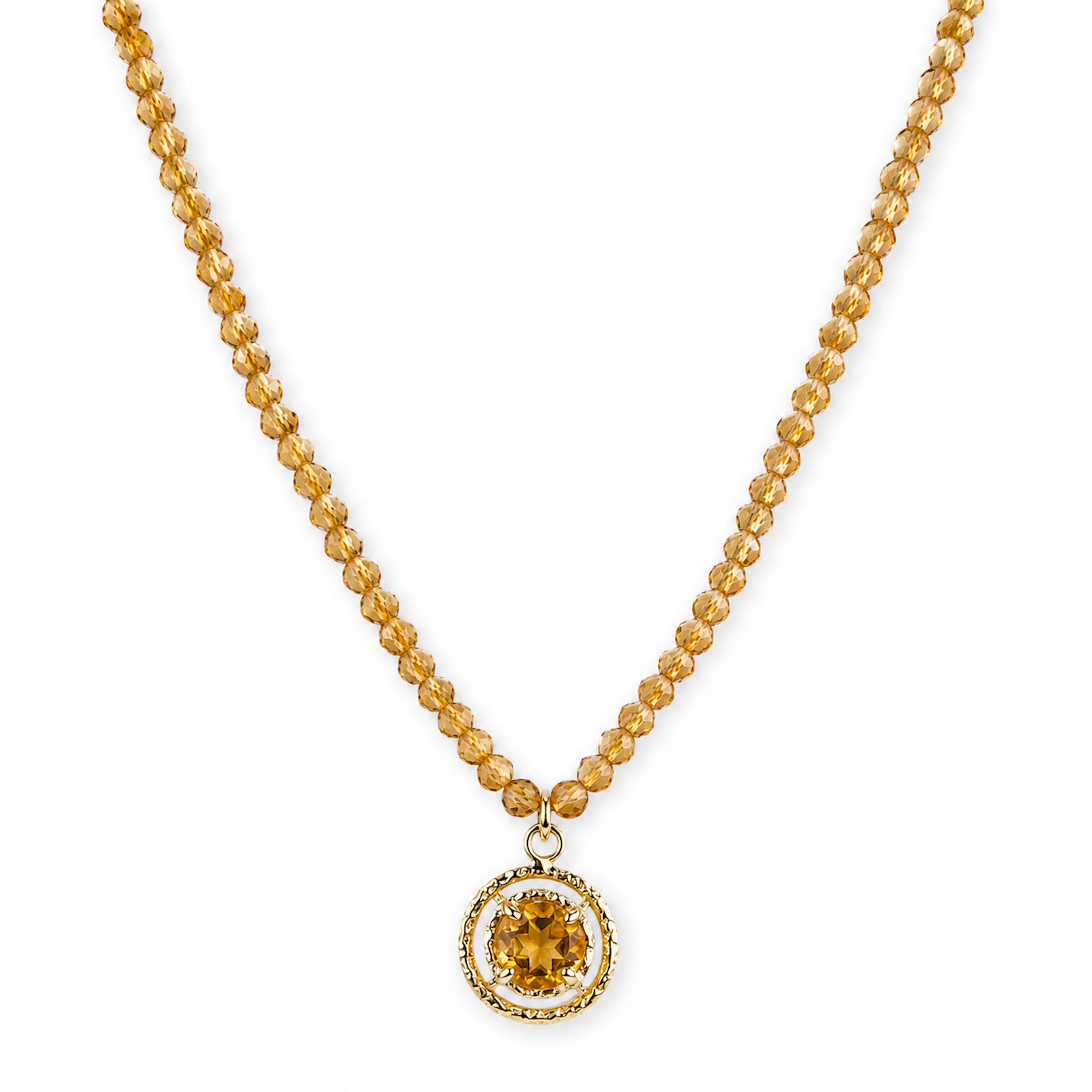 14k Gemstones Small Beads with Mix Pendant Necklace