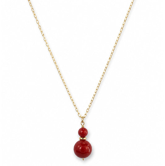 14k Red Coral Pendant Necklace