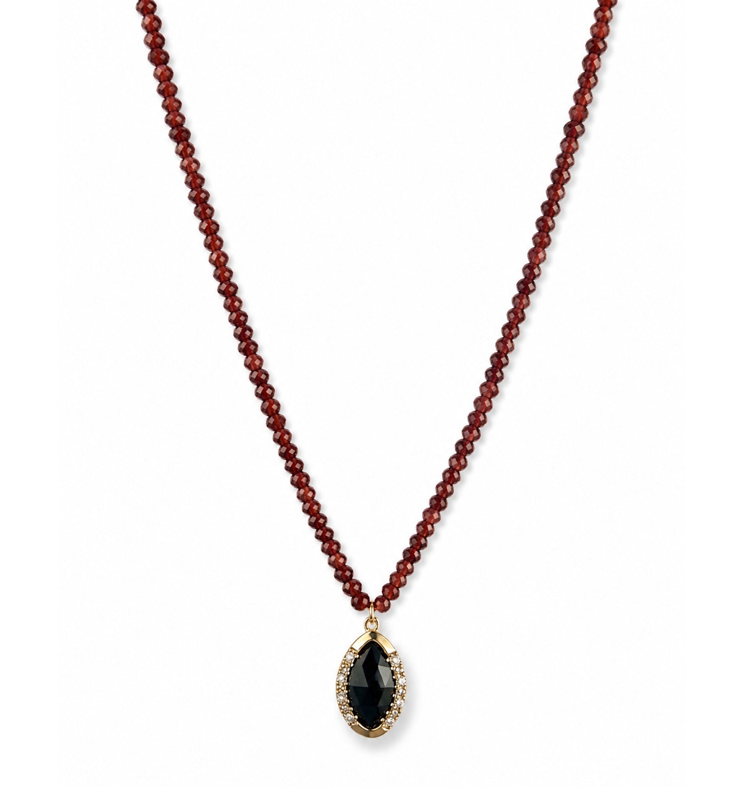 14k Gemstones Small Beads with Mix Pendant Necklace
