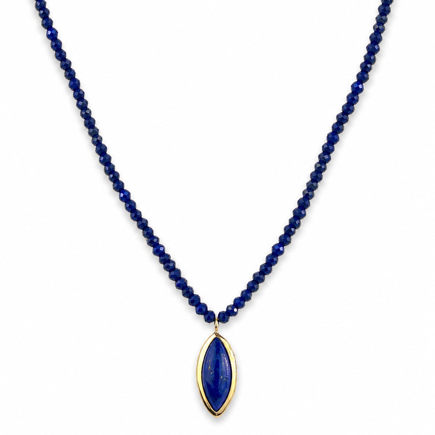14k Lapis with Marquise Shape Pendant Necklace