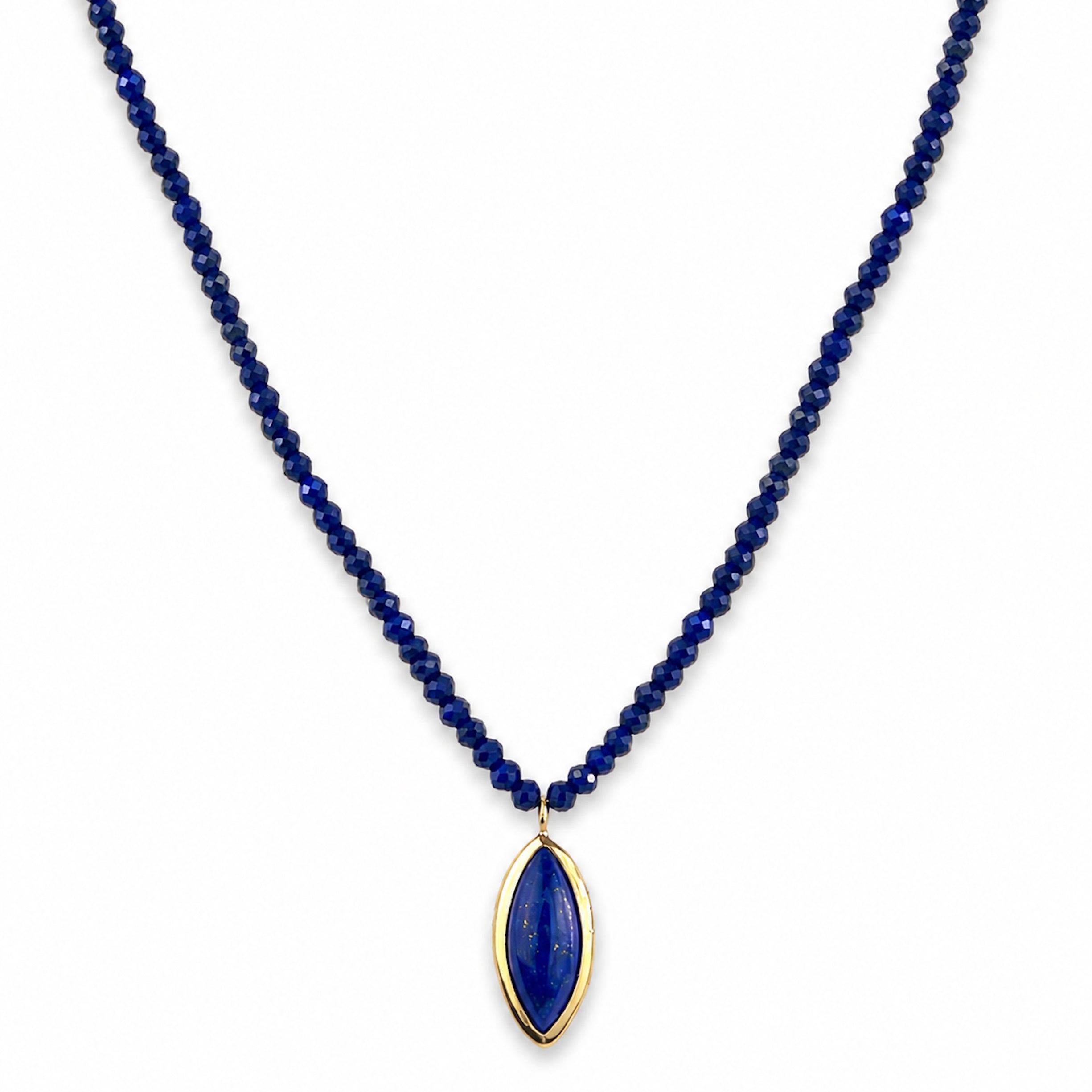 14k Lapis with Marquise Shape Pendant Necklace