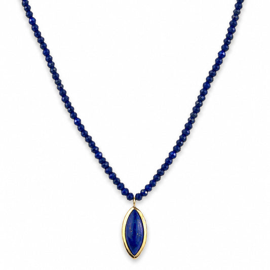 14k Lapis with Marquise Shape Pendant Necklace