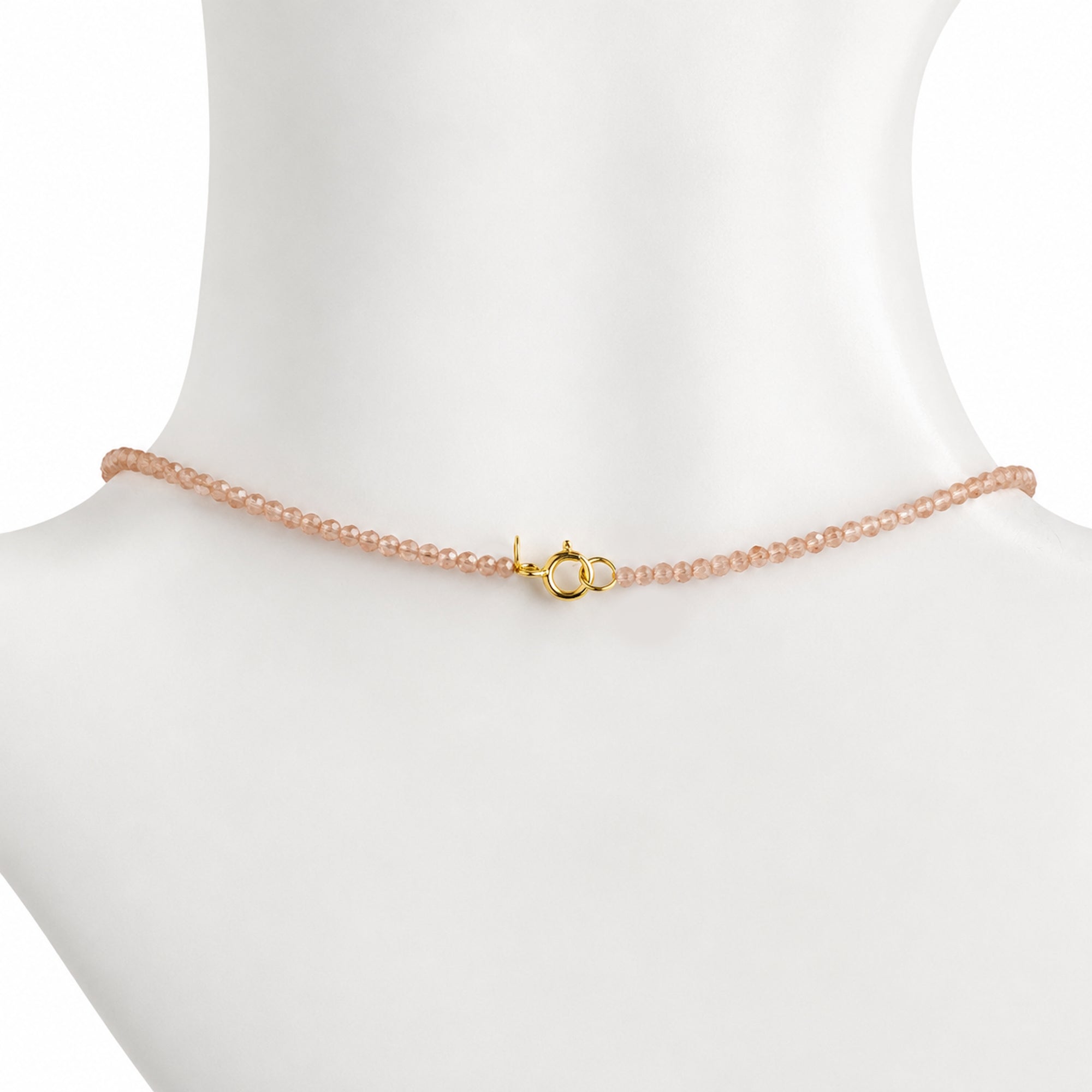 14k Peach Moonstone with Cushion Pendant Necklace