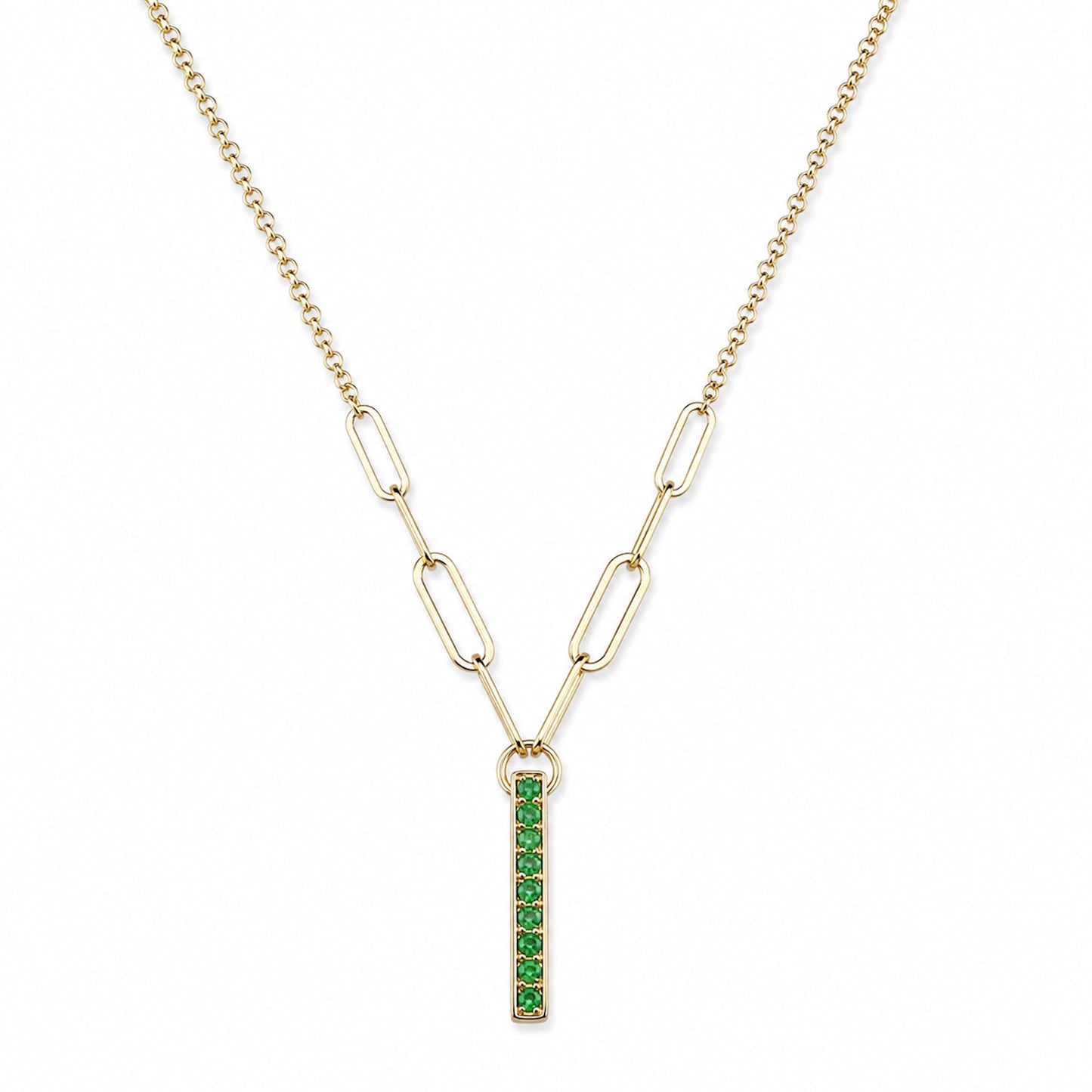 14k Tsavorite Bar Pendant Necklace