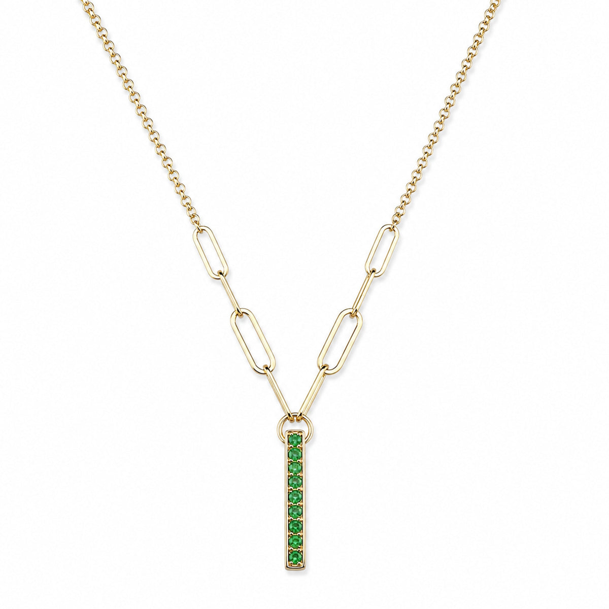 14k Tsavorite Bar Pendant Necklace