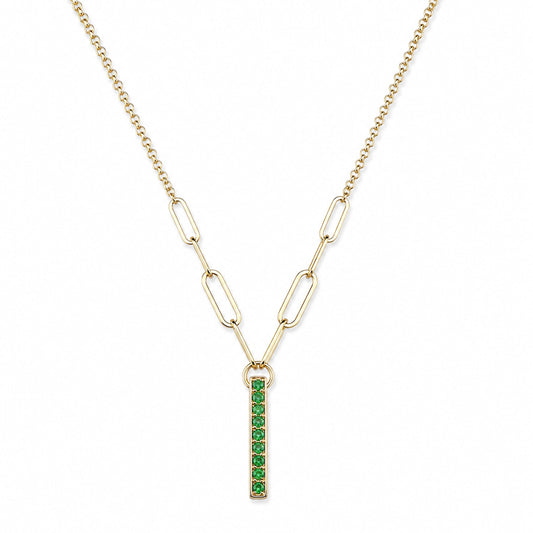 14k Tsavorite Bar Pendant Necklace