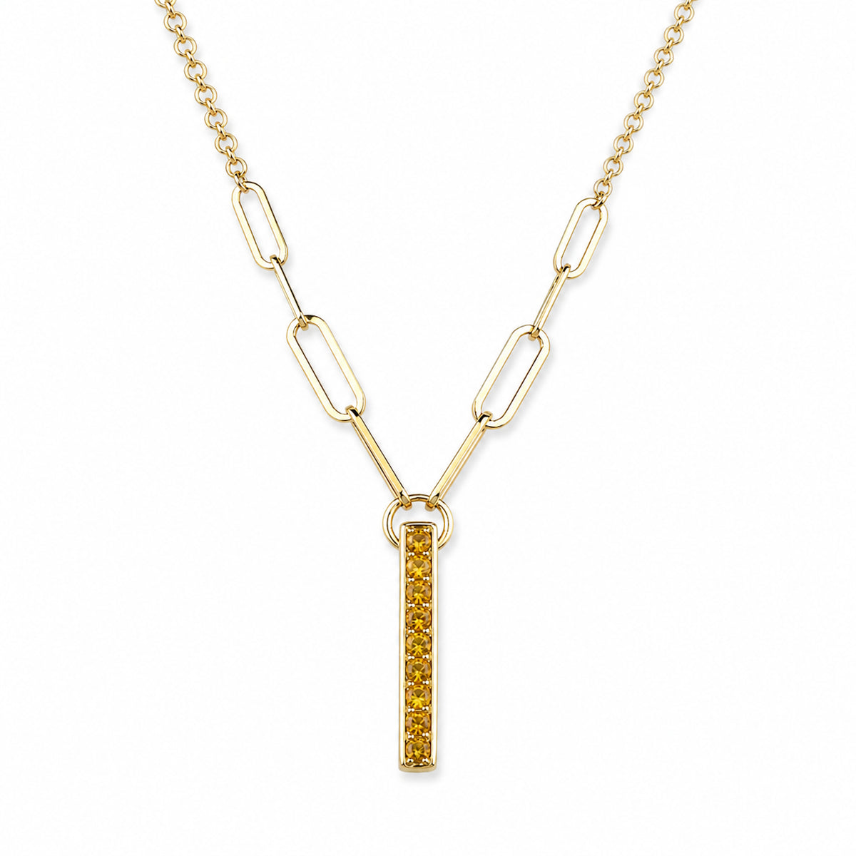 14k Citrine Bar Pendant Necklace
