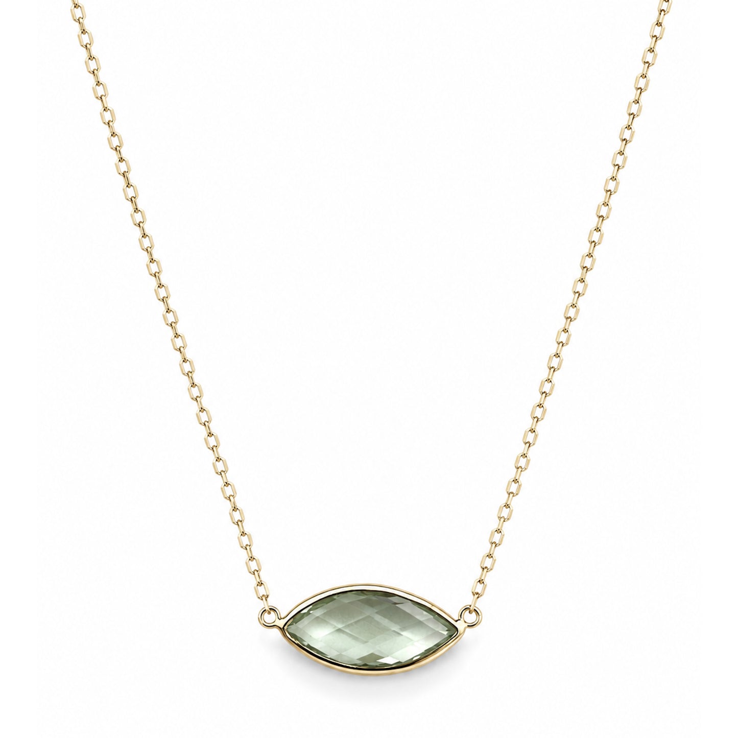 14k Green Amethyst Marquise Center Necklace