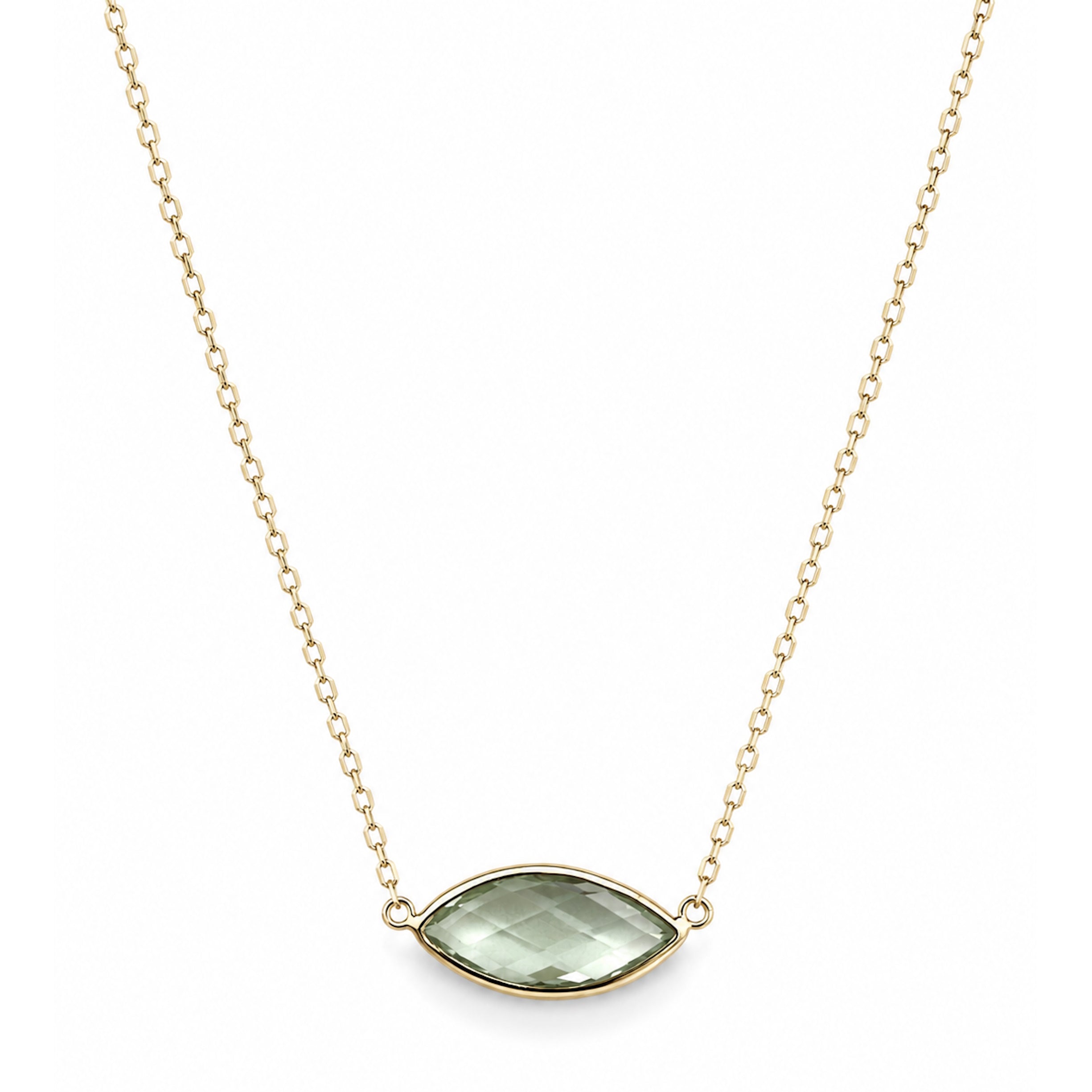 14k Green Amethyst Marquise Center Necklace