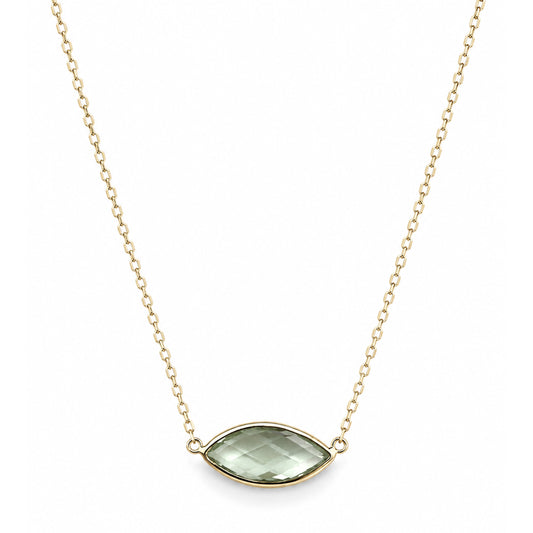 14k Green Amethyst Marquise Center Necklace