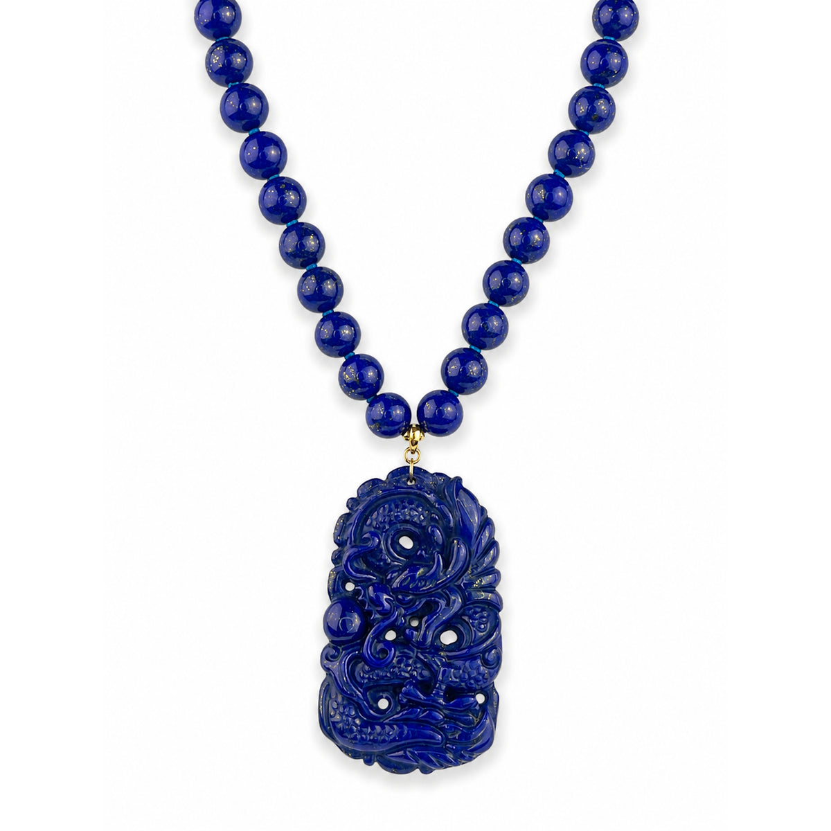 14k Lapis with Dragon Pendant Necklace
