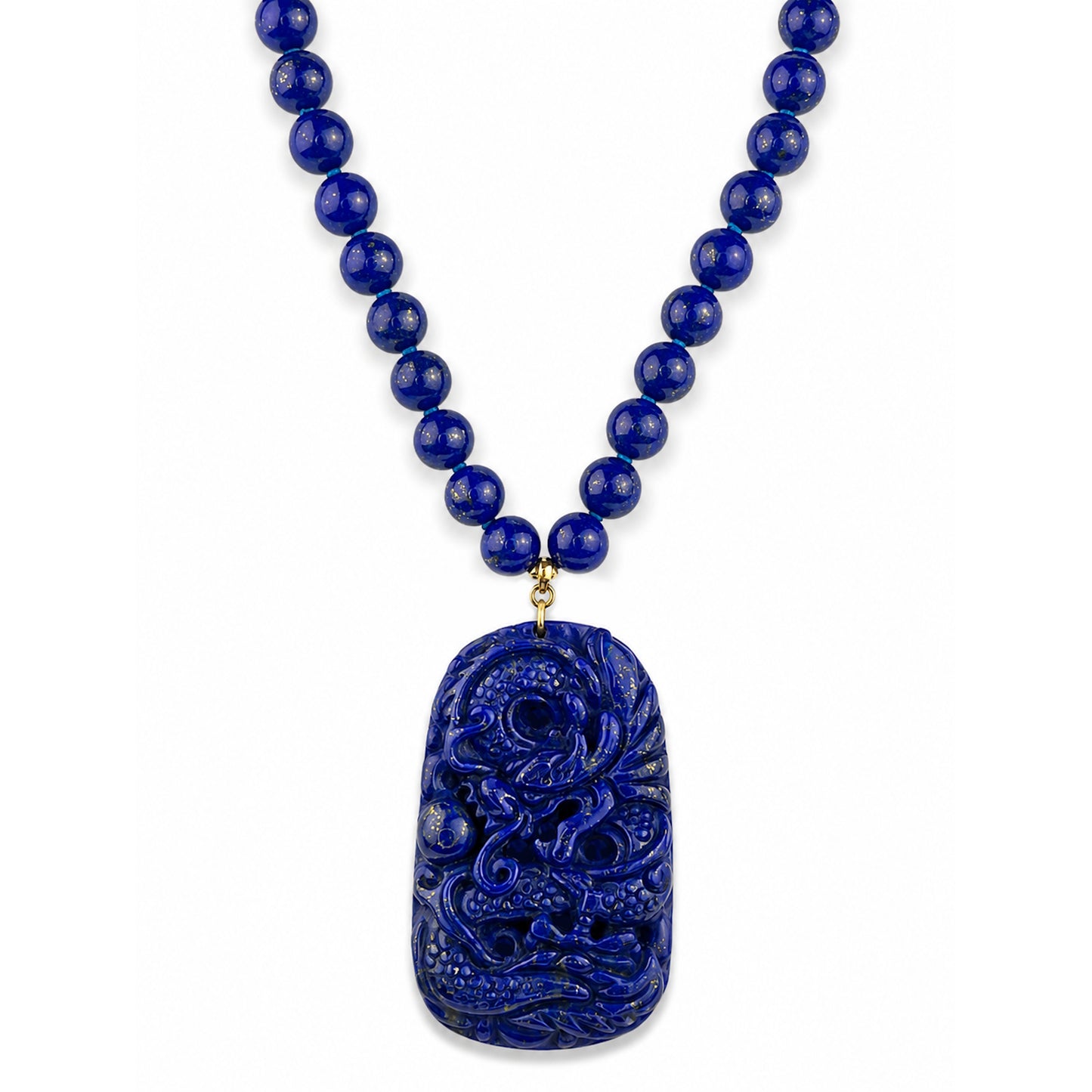 14k Lapis with Dragon Pendant Necklace