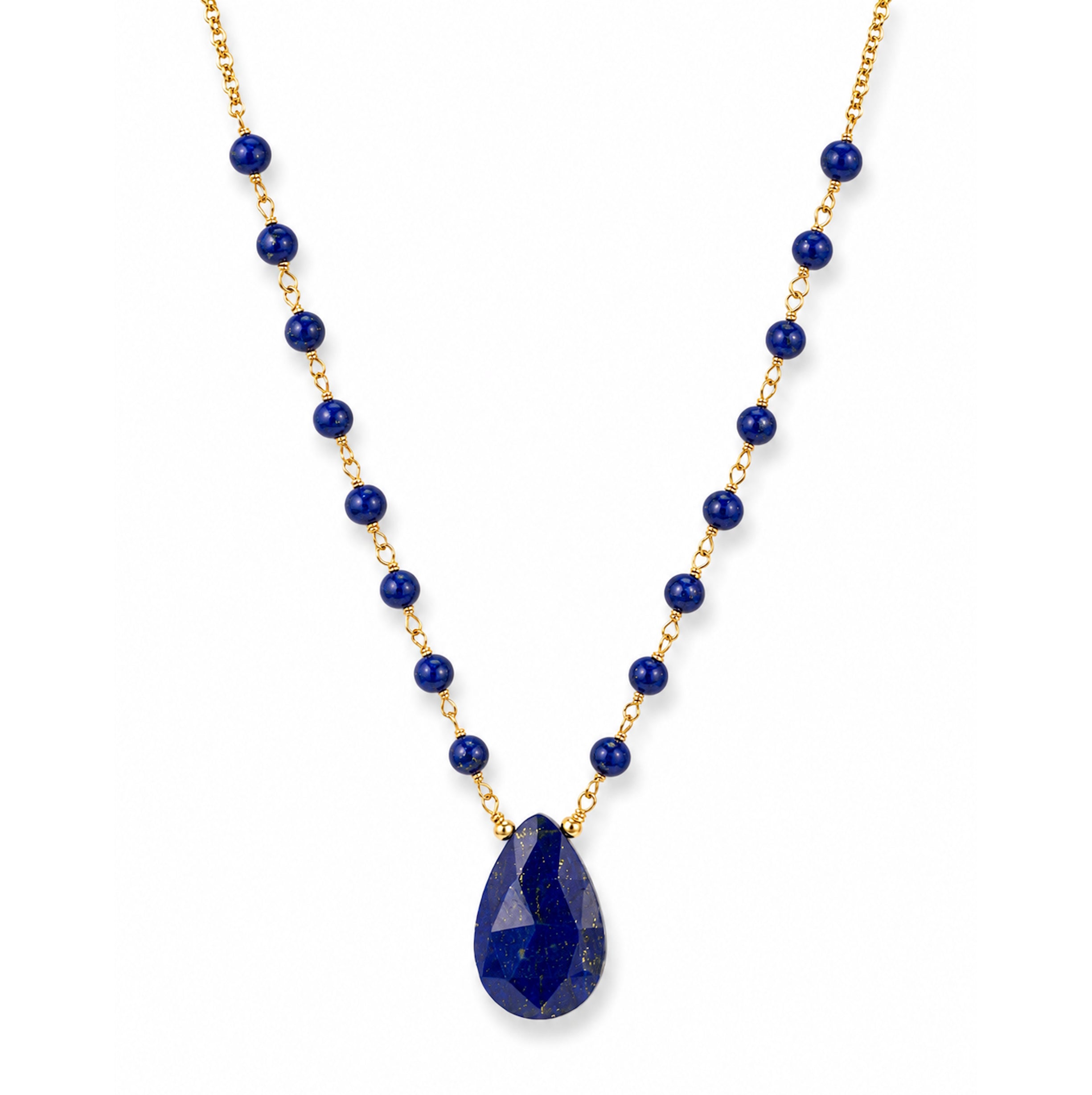 14k Lapis Link with Pear Shape Pendant Necklace