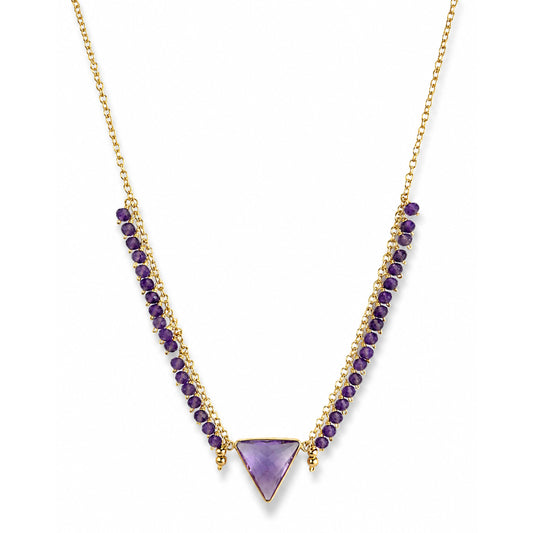 14k Amethyst Triangle Center Cluster Necklace