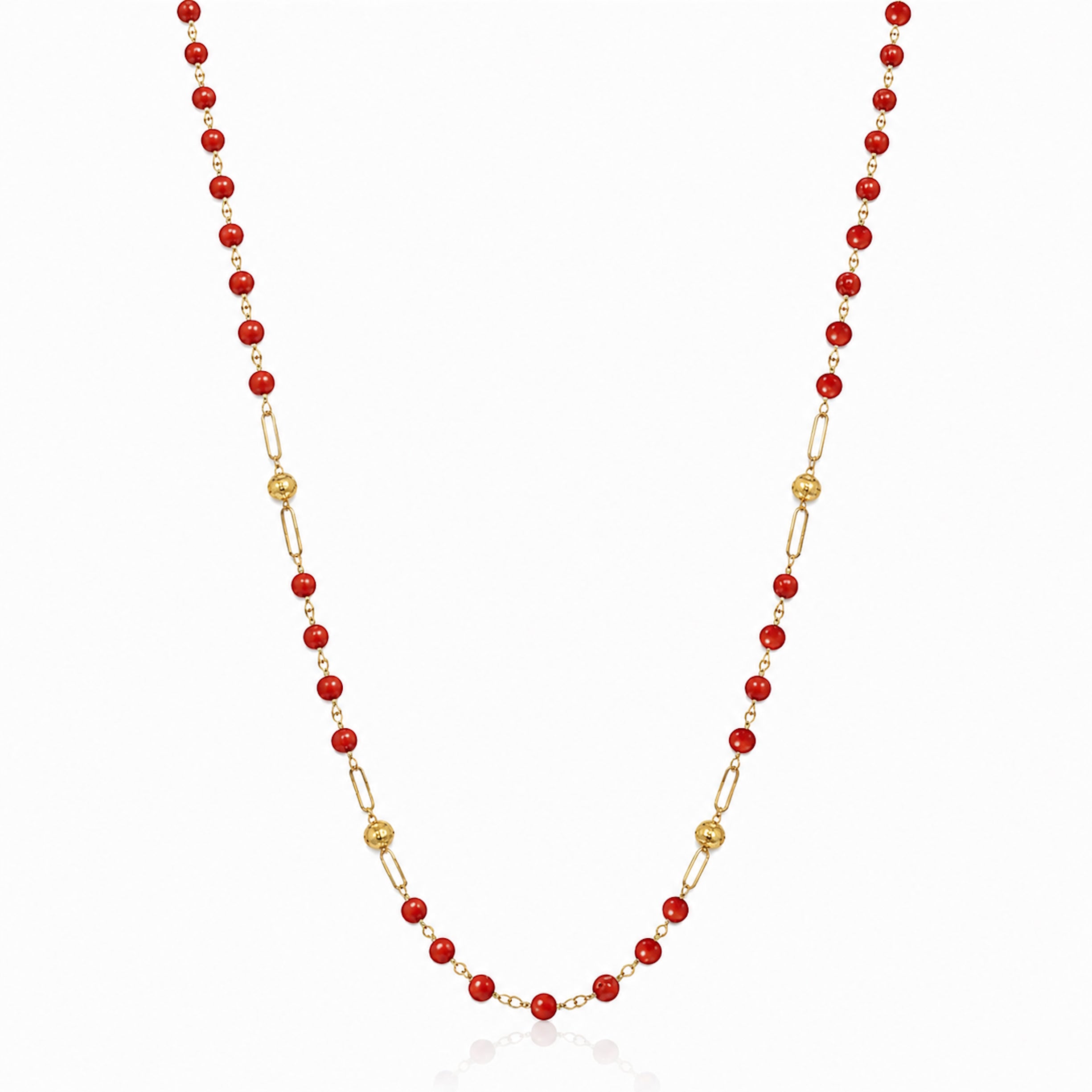 14k Gemstones 4 Gold Station Link Necklace