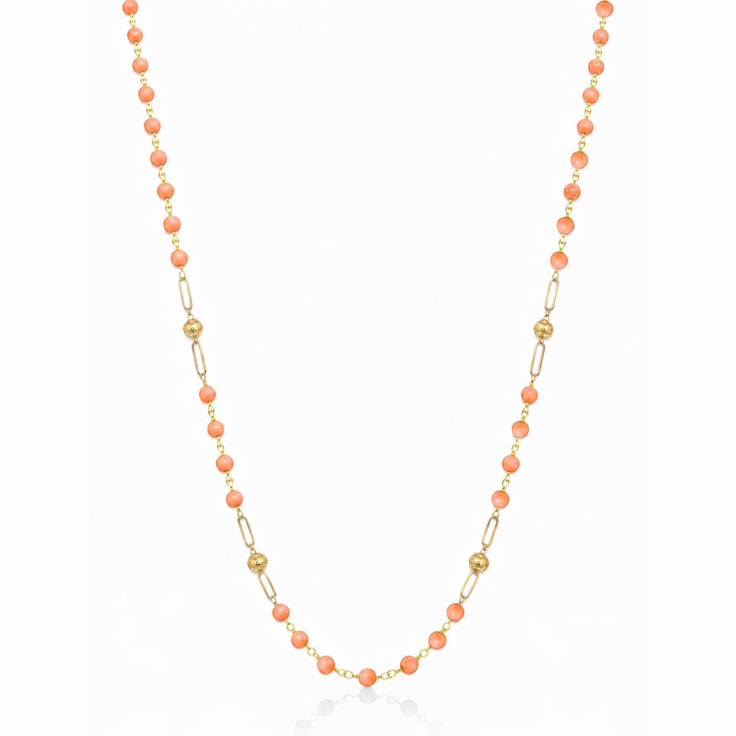 14k Gemstones 4 Gold Station Link Necklace