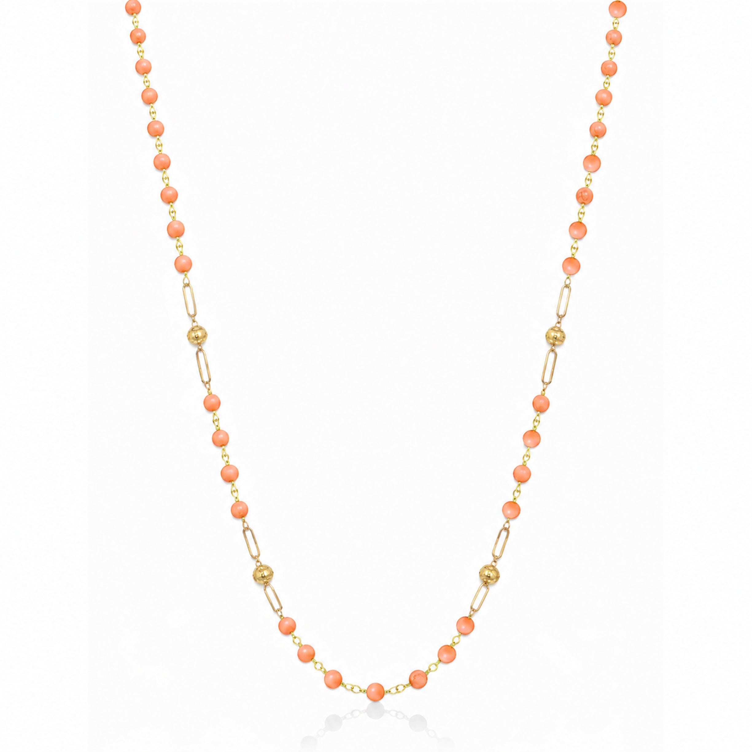 14k Gemstones 4 Gold Station Link Necklace