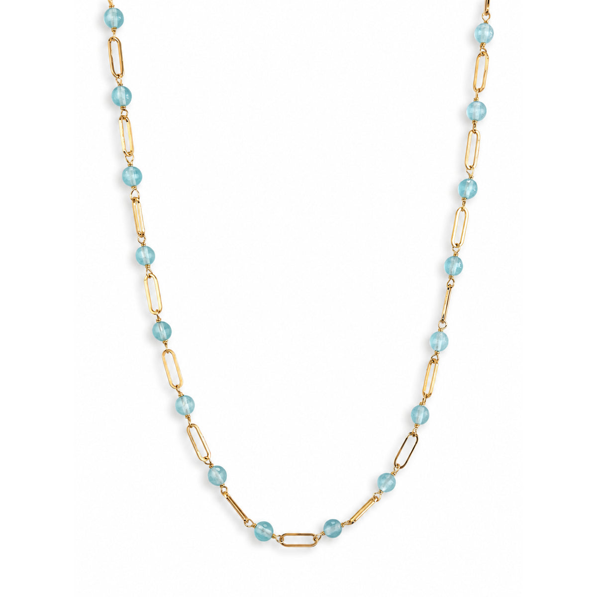 14k Gemstones Paperclip 1x1 Necklace