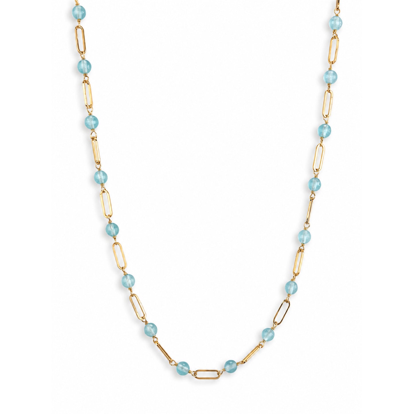 14k Gemstones Paperclip 1x1 Necklace