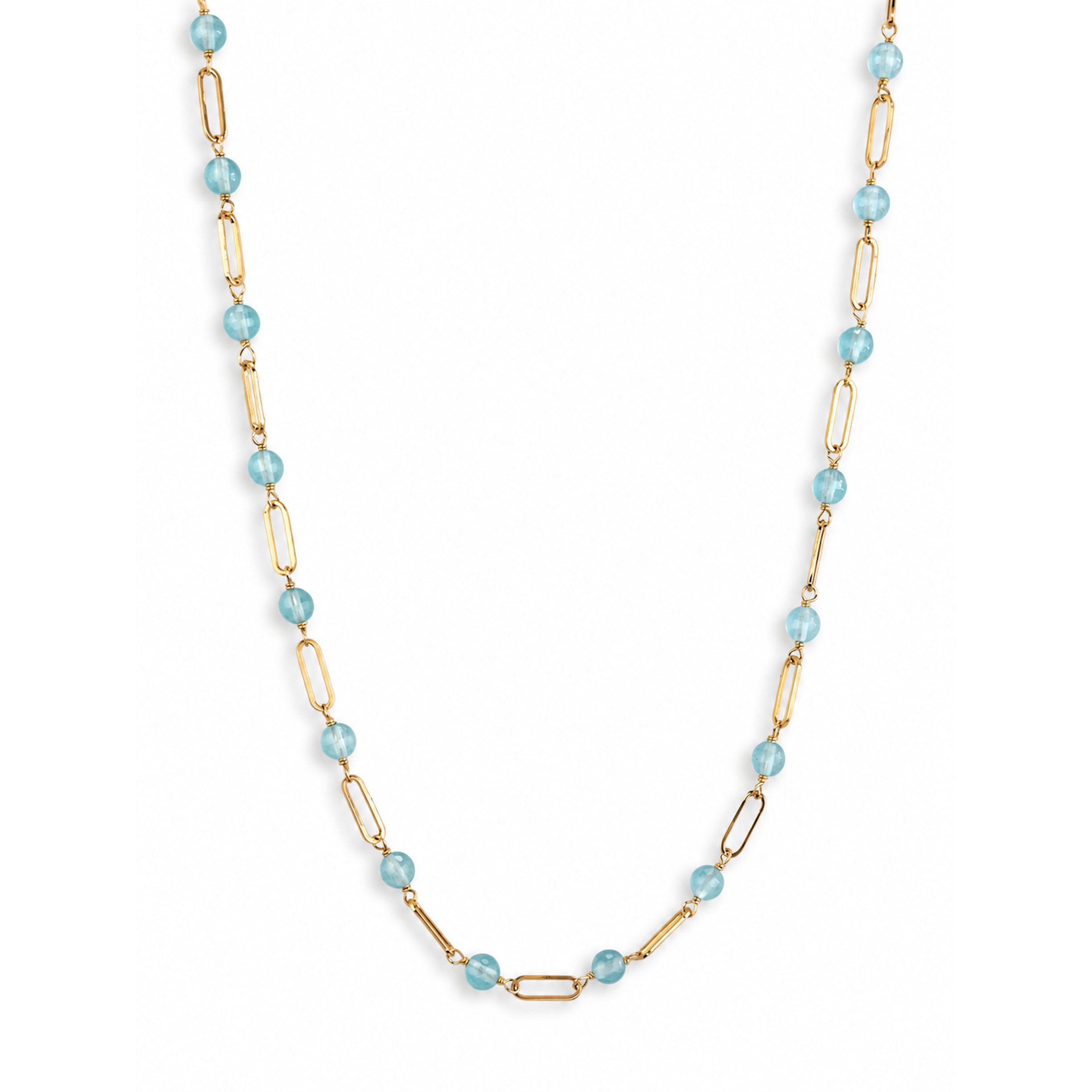 14k Gemstones Paperclip 1x1 Necklace