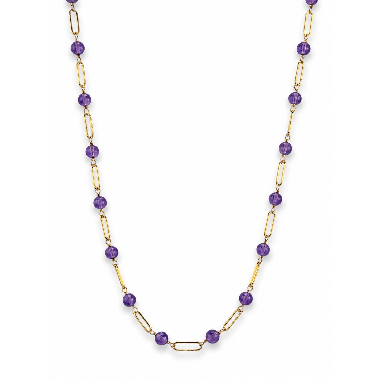 14k Gemstones Paperclip 1x1 Necklace