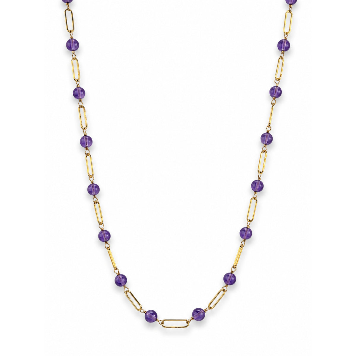 14k Gemstones Paperclip 1x1 Necklace