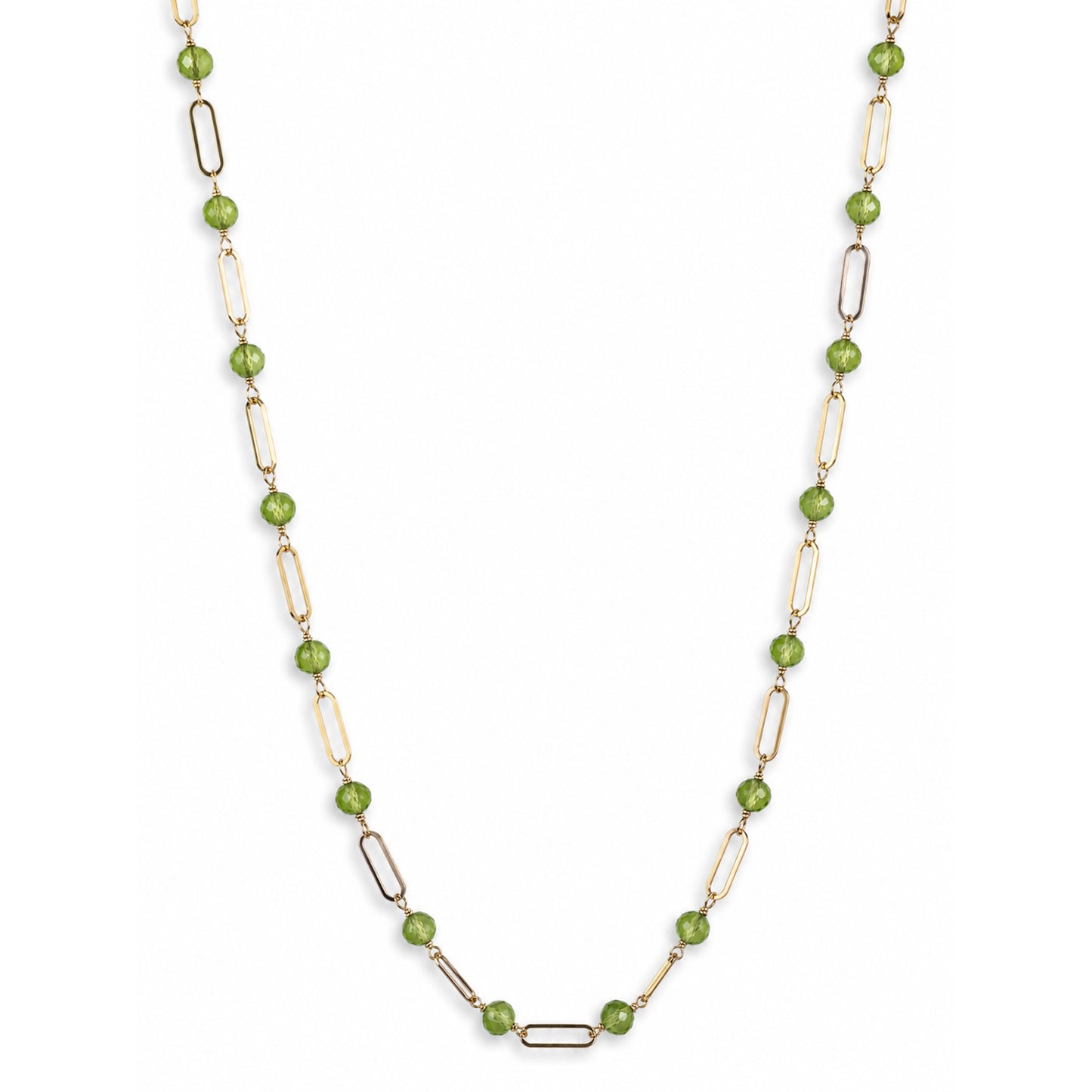 14k Gemstones Paperclip 1x1 Necklace