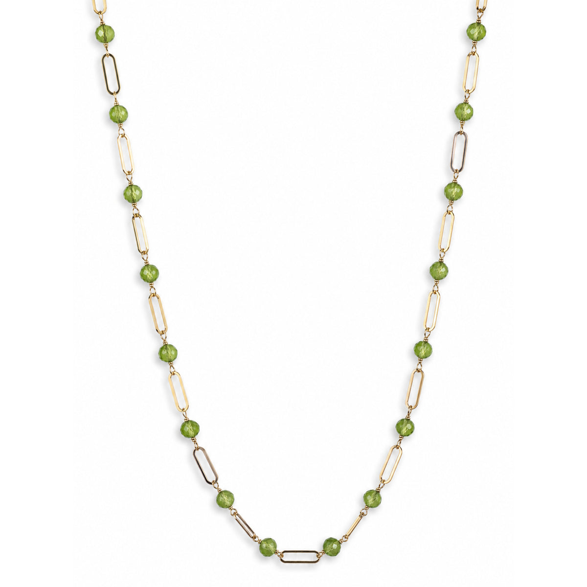 14k Gemstones Paperclip 1x1 Necklace
