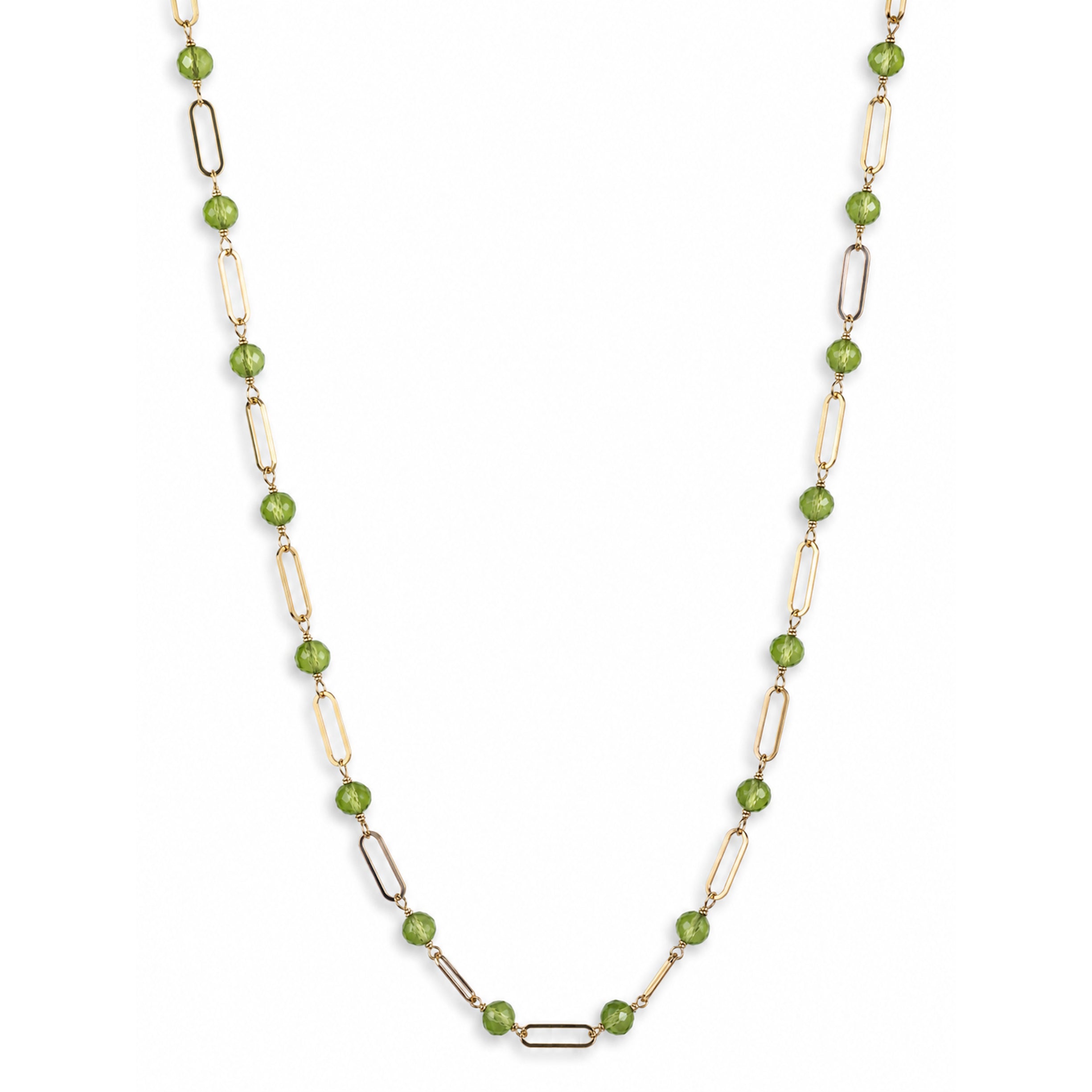14k Gemstones Paperclip 1x1 Necklace