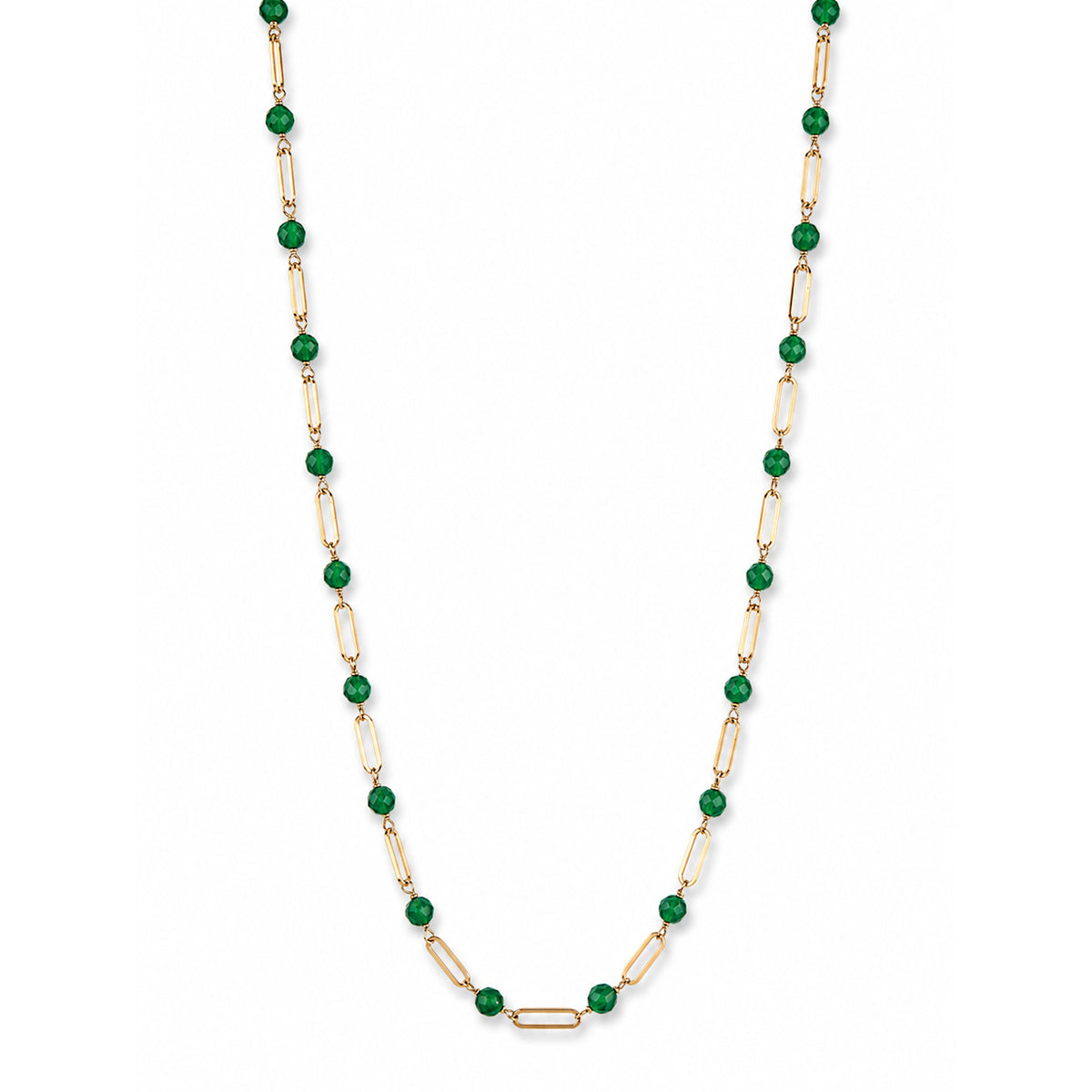 14k Gemstones Paperclip 1x1 Necklace